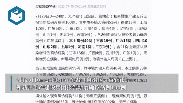 31省区市新增本土确诊4例(31省区市新增4例本土病例 新闻)
