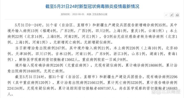 31省新增22例核酸阳性及30例无症状/31省新增确诊22